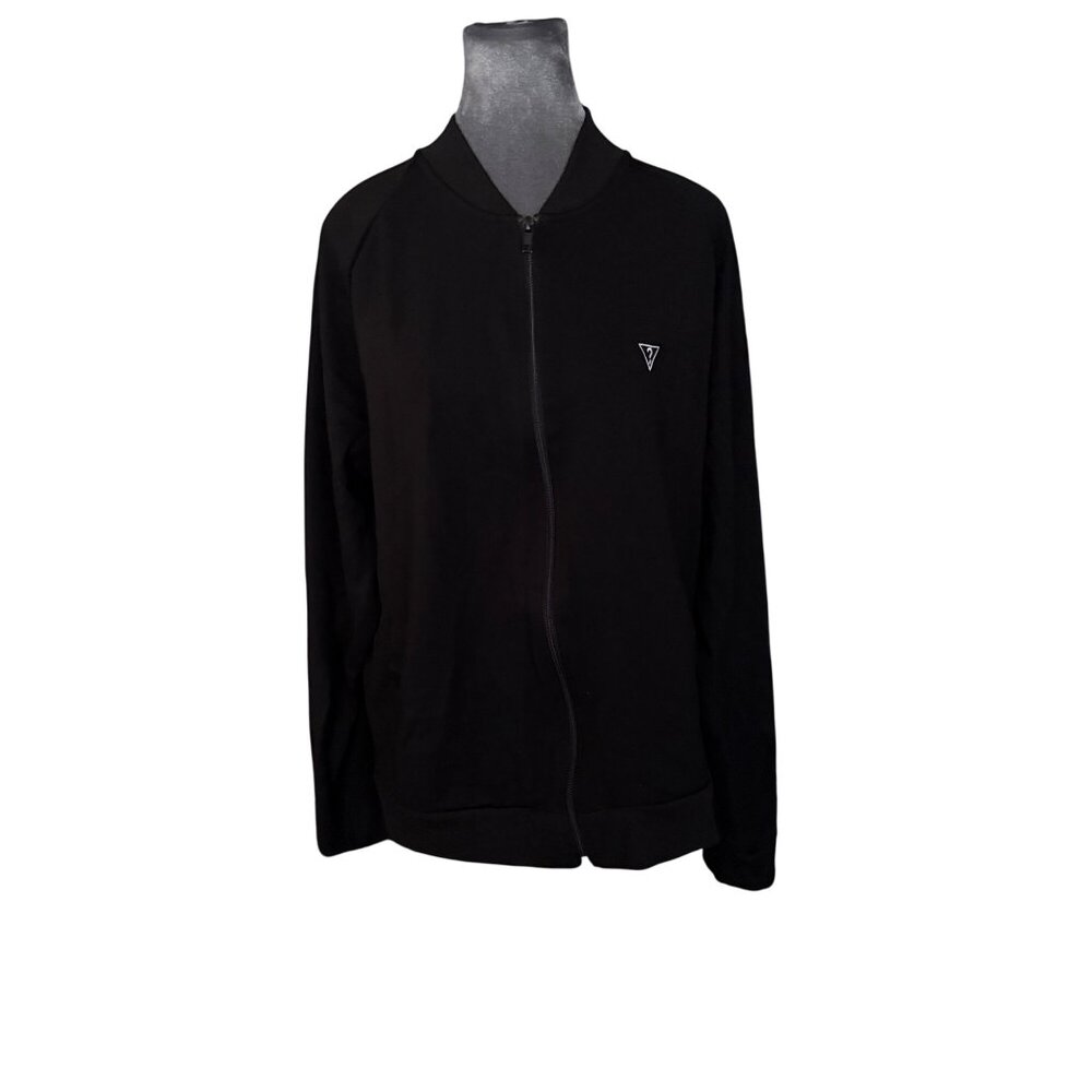Guess Los Angeles Black Zip Track Jacket With Side Branding 1981 Logo Size L